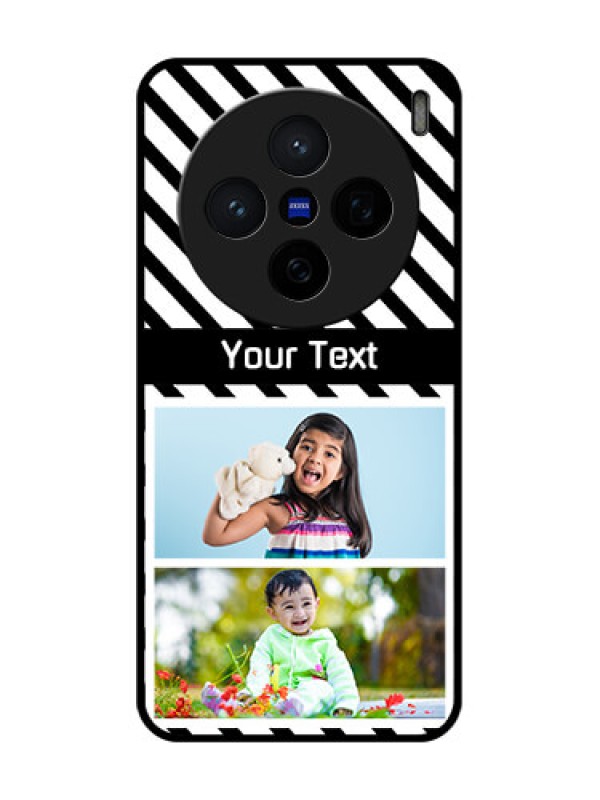Custom Vivo X200 5G Custom Glass Phone CaseBlack And White Stripes Design