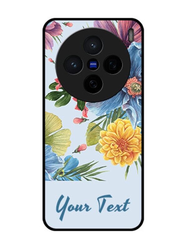 Custom Vivo X200 5G Custom Glass Phone CaseStunning Watercolored Flowers Painting Design