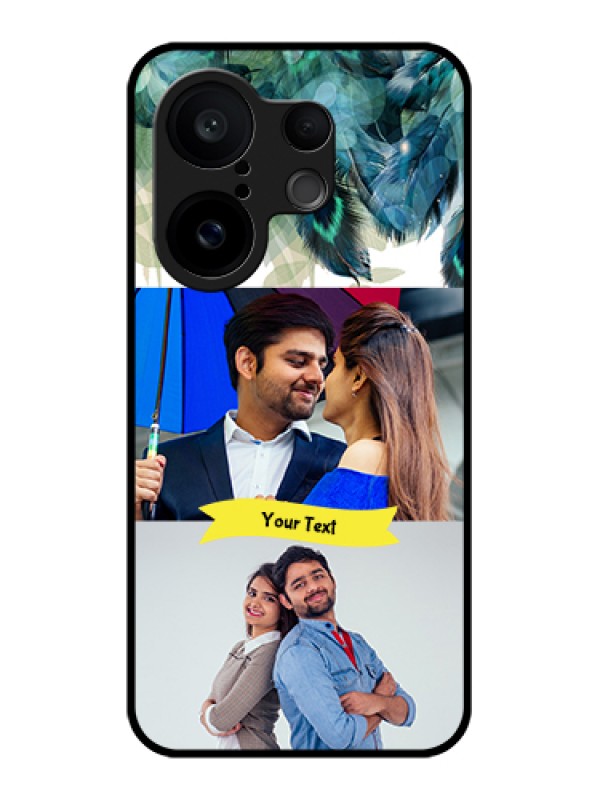 Custom Vivo X200 FE 5G Custom Glass Phone Case - Image With Boho Peacock Feather Design