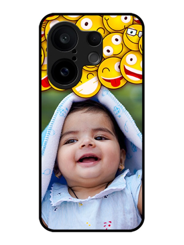 Custom Vivo X200 FE 5G Custom Glass Phone Case - With Smiley Emoji Design