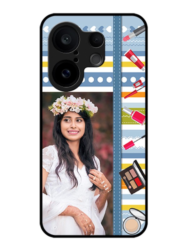Custom Vivo X200 FE 5G Custom Glass Phone Case - Makeup Icons Design