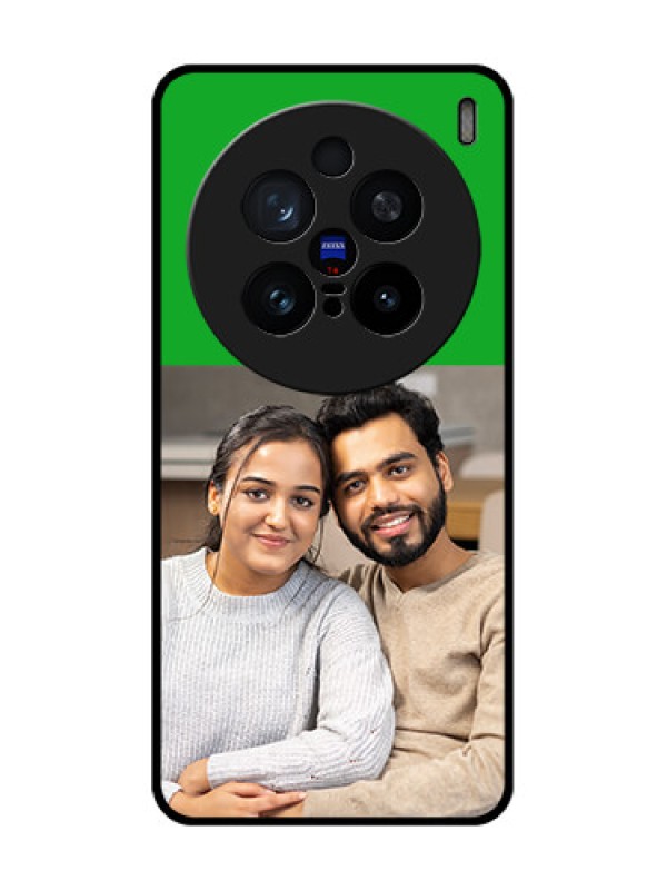 Custom Vivo X200 Pro 5G Custom Glass Phone CaseGreen Pattern Design