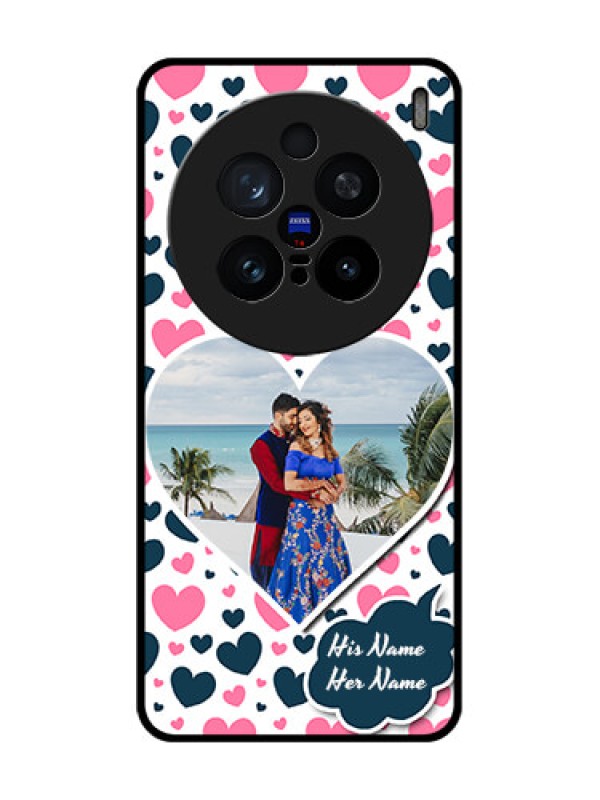 Custom Vivo X200 Pro 5G Custom Glass Phone CasePink and Blue Heart Design