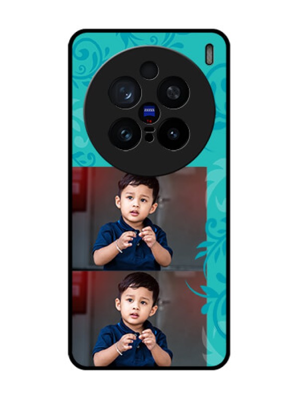 Custom Vivo X200 Pro 5G Custom Glass Phone CaseWith Photo And Green Floral Design