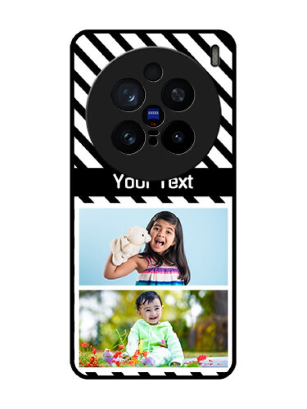 Custom Vivo X200 Pro 5G Custom Glass Phone CaseBlack And White Stripes Design