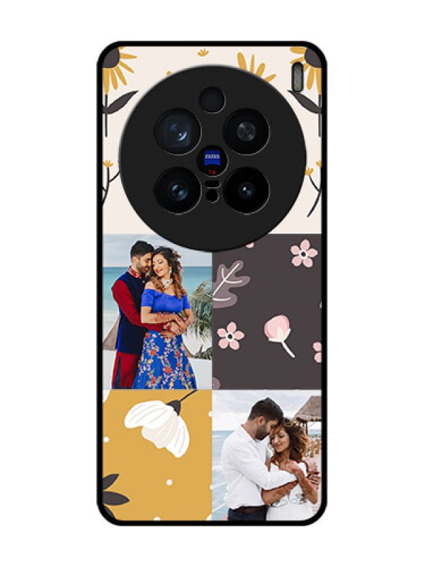 Custom Vivo X200 Pro 5G Custom Glass Phone Case3 Images With Floral Design