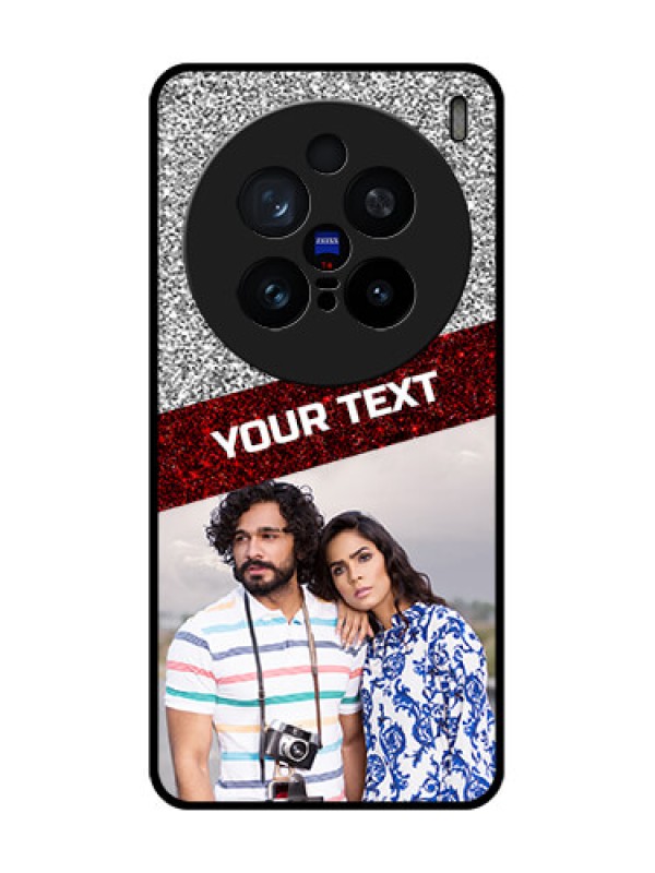 Custom Vivo X200 Pro 5G Custom Glass Phone CaseImage Holder With Glitter Strip Design