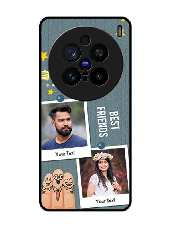 Custom Vivo X200 Pro 5G Custom Glass Phone CaseSticky Frames And Friendship Design