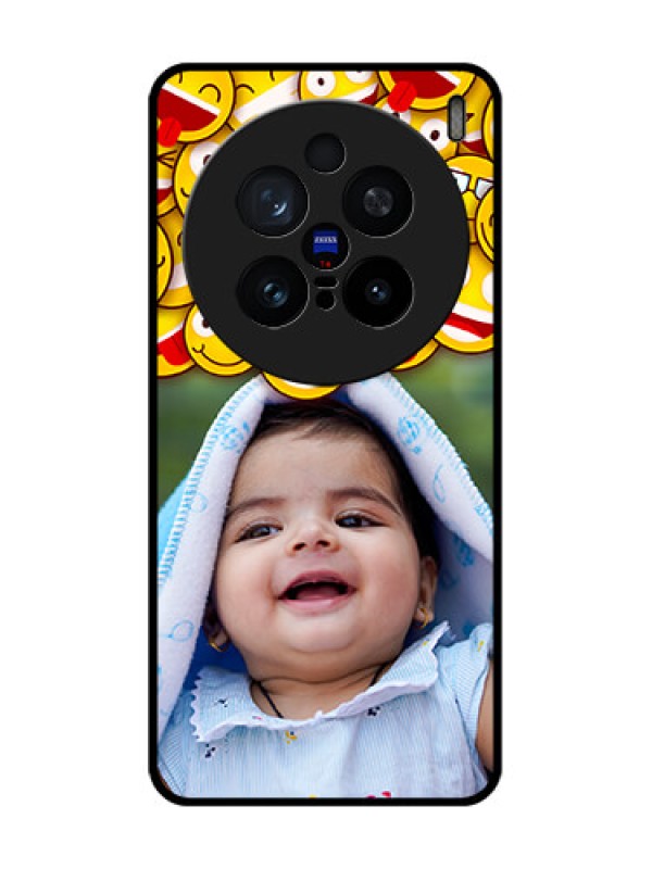 Custom Vivo X200 Pro 5G Custom Glass Phone CaseWith Smiley Emoji Design