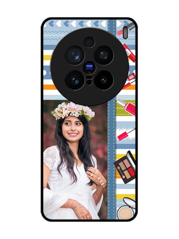 Custom Vivo X200 Pro 5G Custom Glass Phone CaseMakeup Icons Design