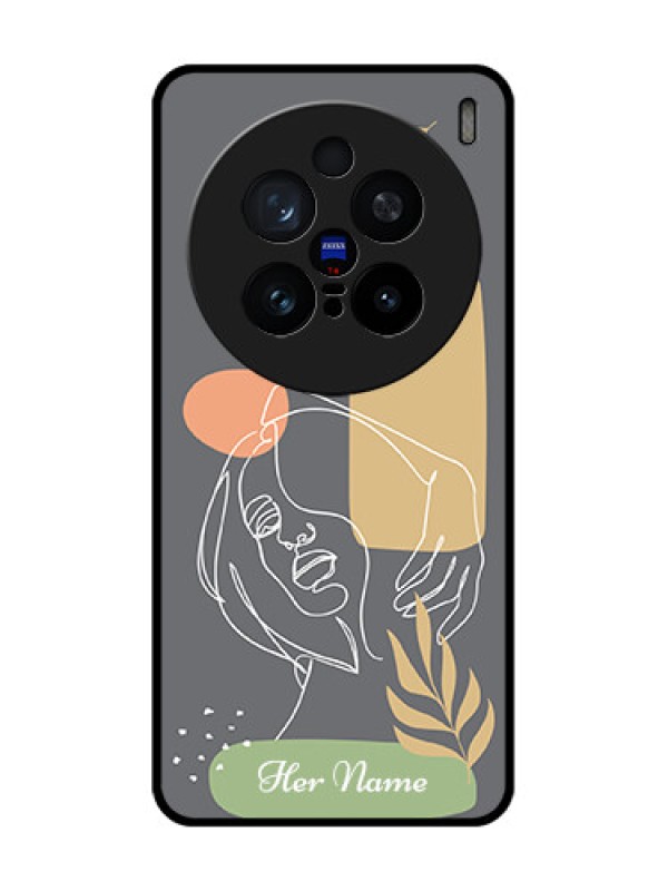 Custom Vivo X200 Pro 5G Custom Glass Phone CaseGazing Woman Line Art Design