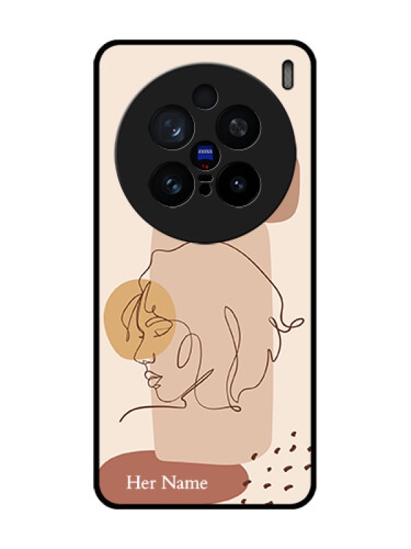 Custom Vivo X200 Pro 5G Custom Glass Phone CaseCalm Woman Line Art Design