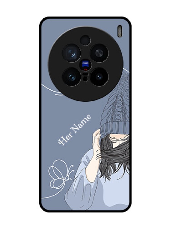 Custom Vivo X200 Pro 5G Custom Glass Phone CaseGirl In Winter Outfit Design