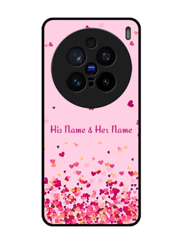 Custom Vivo X200 Pro 5G Custom Glass Phone CaseFloating Hearts Design