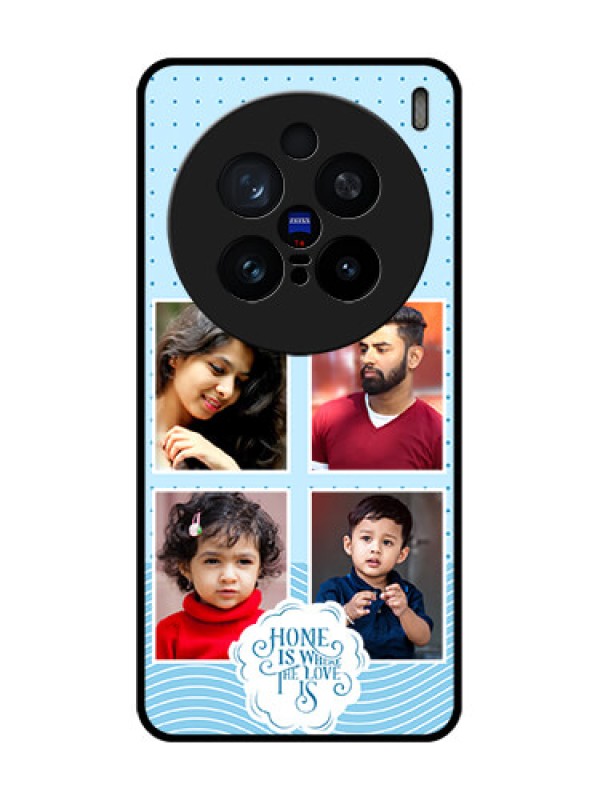 Custom Vivo X200 Pro 5G Custom Glass Phone CaseCute Love Quote With 4 Pic Upload Design