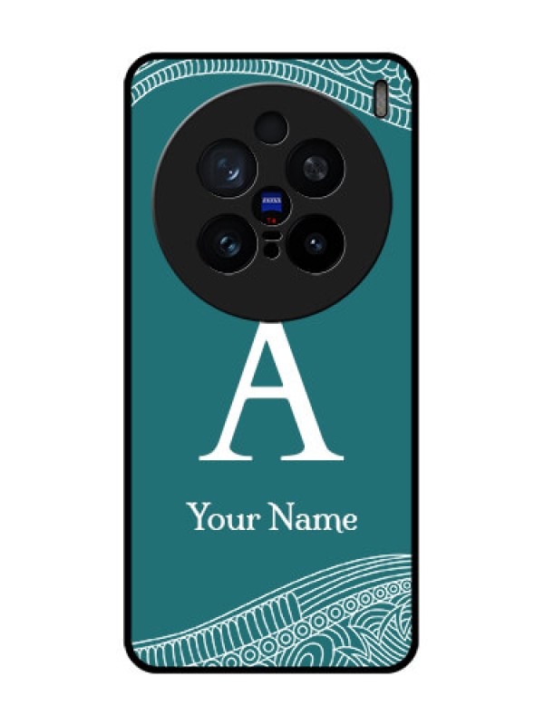Custom Vivo X200 Pro 5G Custom Glass Phone CaseLine Art Pattern With Custom Name Design