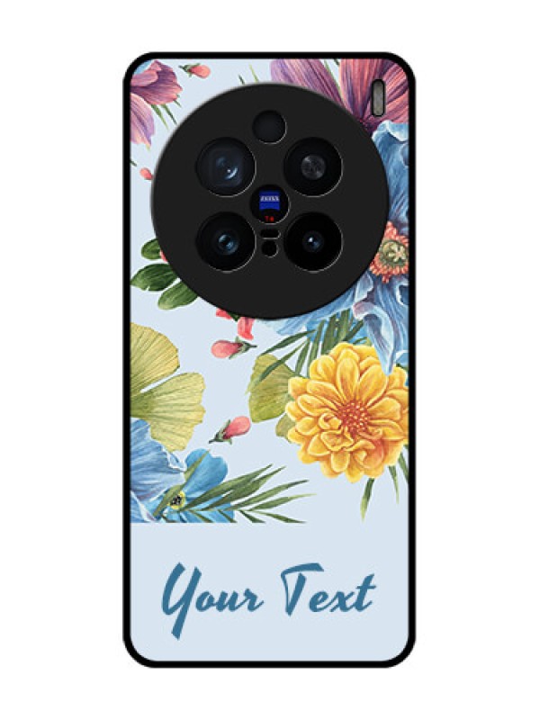 Custom Vivo X200 Pro 5G Custom Glass Phone CaseStunning Watercolored Flowers Painting Design