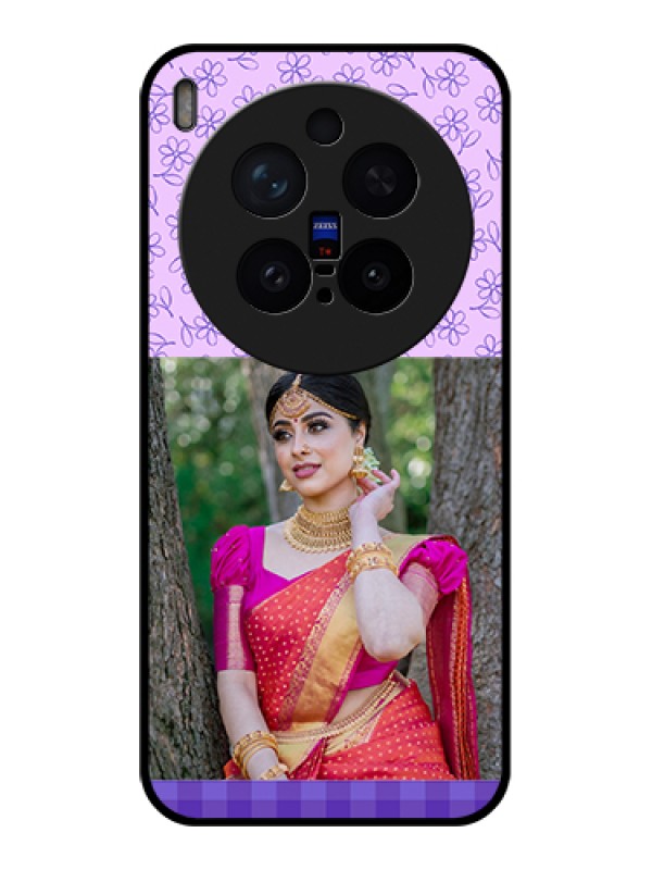 Custom Vivo X300 Pro 5G Custom Glass Phone Case - Purple Floral Design