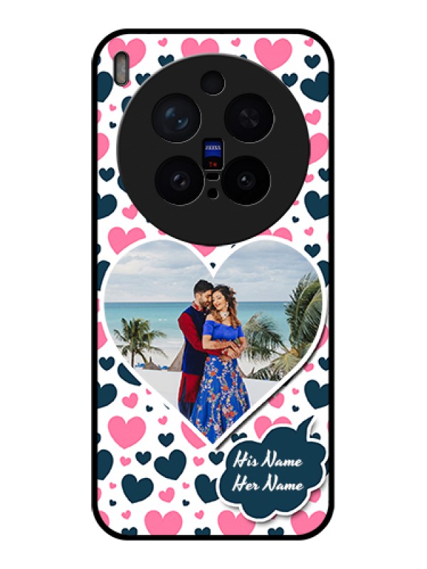 Custom Vivo X300 Pro 5G Custom Glass Phone Case - Pink & Blue Heart Design