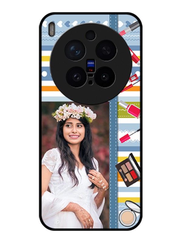 Custom Vivo X300 Pro 5G Custom Glass Phone Case - Makeup Icons Design