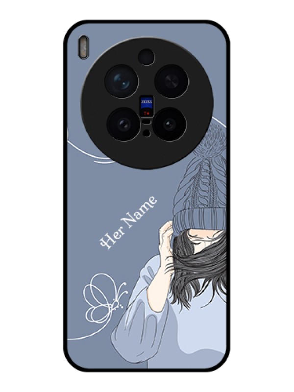 Custom Vivo X300 Pro 5G Custom Glass Phone Case - Girl In Winter Outfit Design