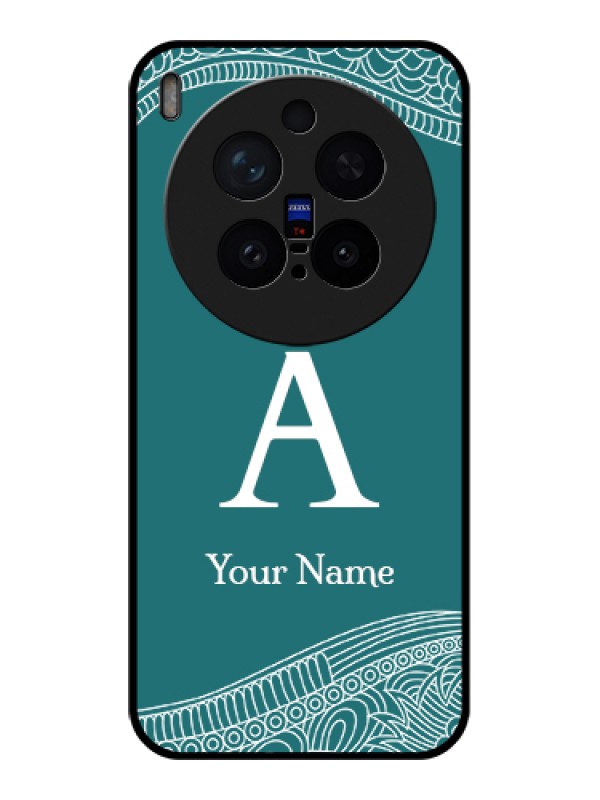 Custom Vivo X300 Pro 5G Custom Glass Phone Case - Line Art Pattern With Custom Name Design