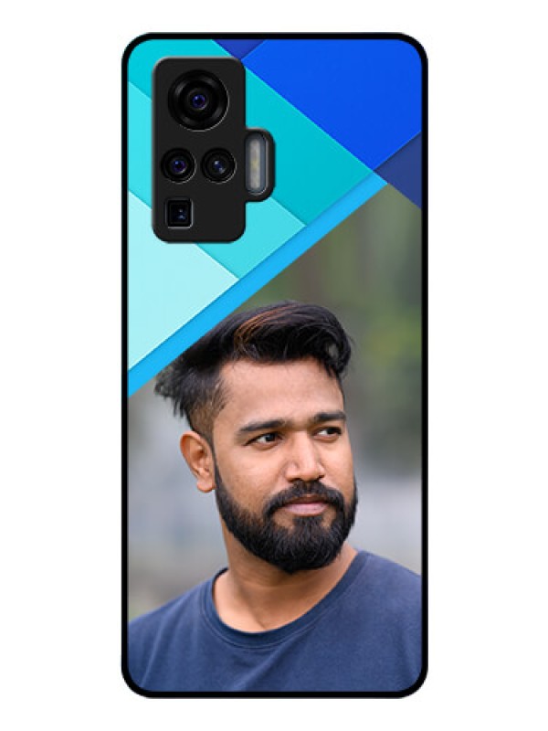 Custom Vivo X50 Pro 5G Custom Glass Phone Case - Blue Pattern Design