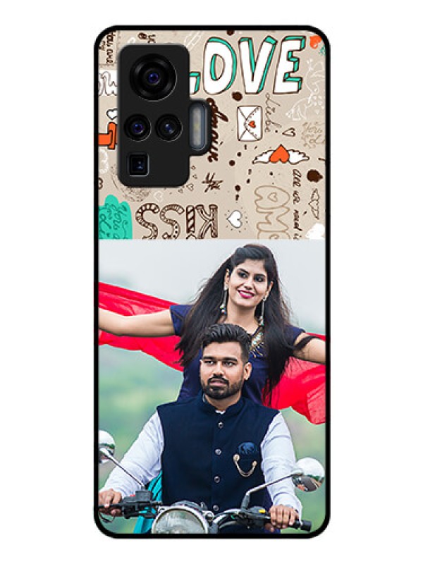 Custom Vivo X50 Pro 5G Custom Glass Phone Case - Love Doodle Pattern 