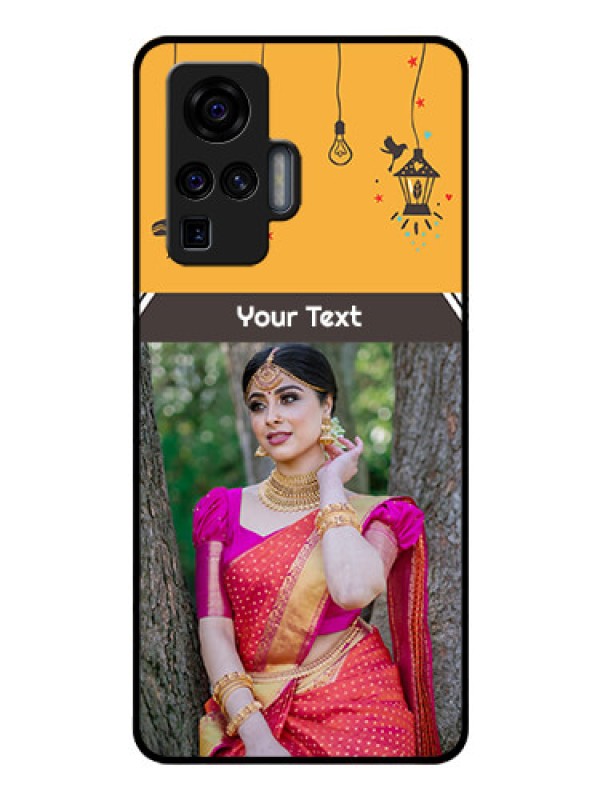 Custom Vivo X50 Pro 5G Custom Glass Mobile Case - with Family Picture and Icons 