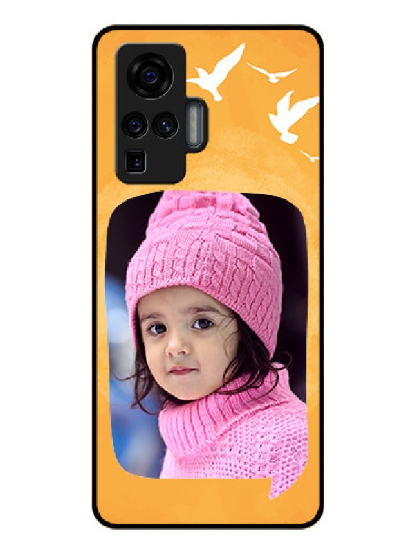 Custom Vivo X50 Pro 5G Personalized Glass Phone Case - Water Color Design with Bird Icons