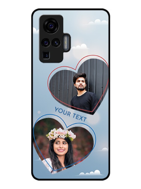Custom Vivo X50 Pro 5G Custom Glass Mobile Case - Blue Color Couple Design 
