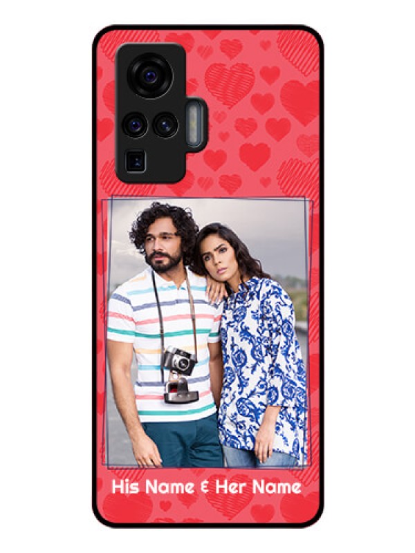Custom Vivo X50 Pro 5G Photo Printing on Glass Case - with Red Heart Symbols Design