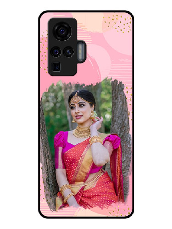 Custom Vivo X50 Pro 5G Personalized Glass Phone Case - Gold Glitter Splash Design