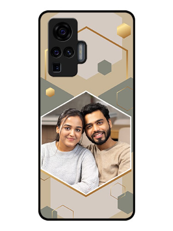 Custom Vivo X50 Pro 5G Photo Printing on Glass Case - Stylish Hexagon Pattern Design