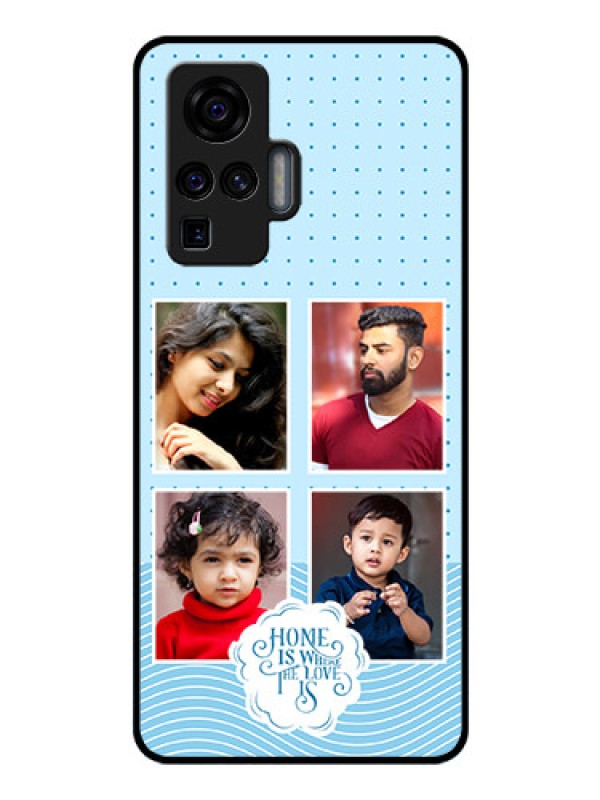 Custom Vivo X50 Pro 5G Custom Glass Phone Case - Cute love quote with 4 pic upload Design