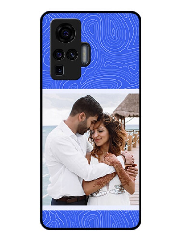 Custom Vivo X50 Pro 5G Custom Glass Mobile Case - Curved line art with blue and white Design