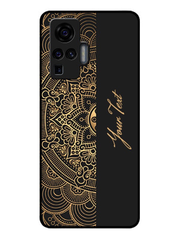 Custom Vivo X50 Pro 5G Photo Printing on Glass Case - Mandala art with custom text Design