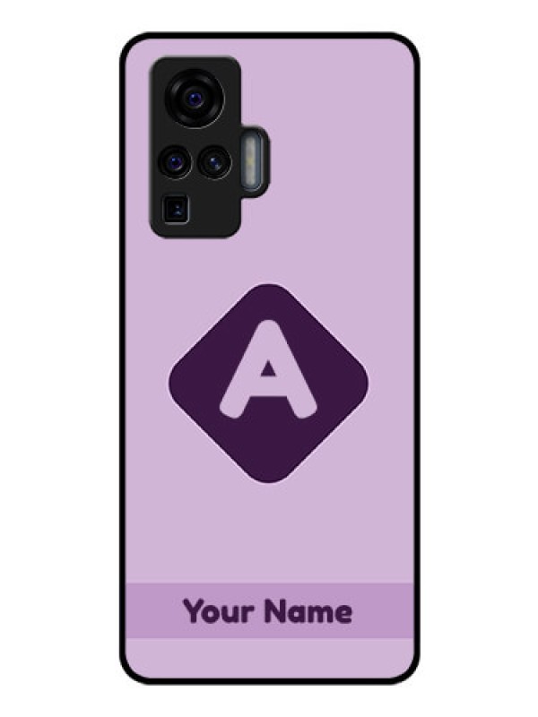 Custom Vivo X50 Pro 5G Custom Glass Mobile Case - Custom Letter in curved badge Design