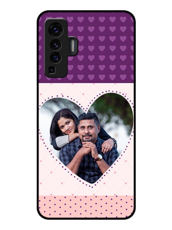Custom Vivo X50 Custom Glass Phone Case - Violet Love Dots Design