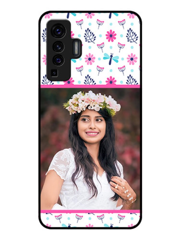 Custom Vivo X50 Photo Printing on Glass Case - Colorful Flower Design