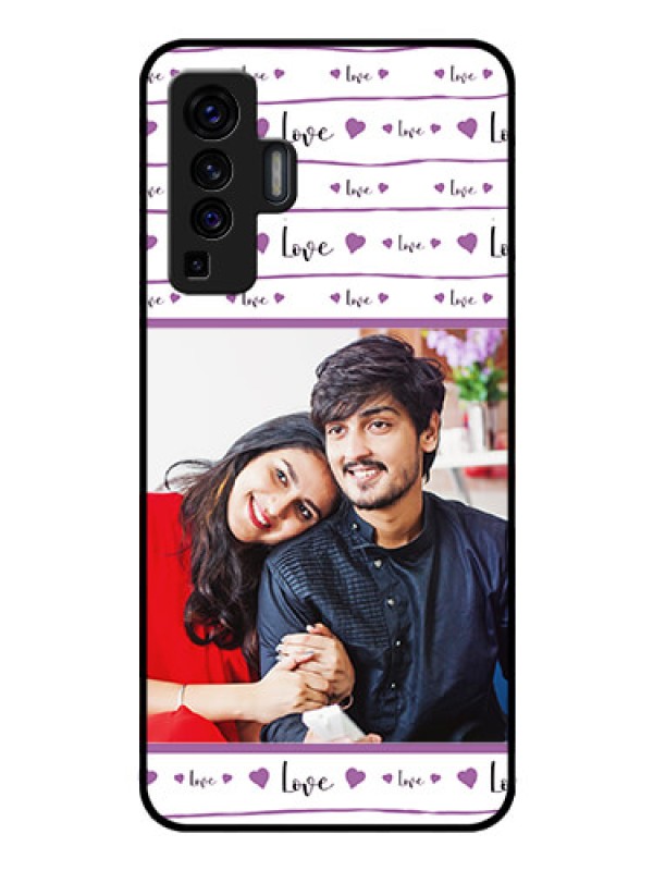 Custom Vivo X50 Custom Glass Mobile Case - Couples Heart Design