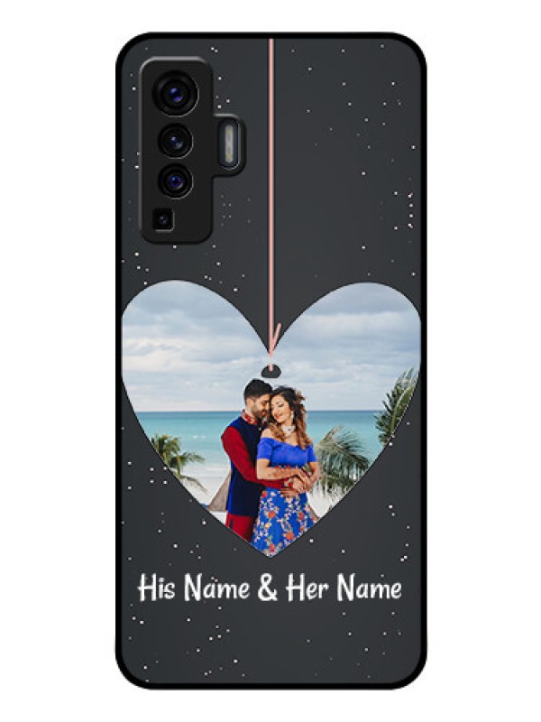 Custom Vivo X50 Custom Glass Phone Case - Hanging Heart Design
