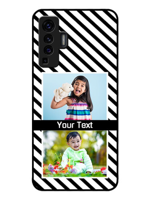 Custom Vivo X50 Photo Printing on Glass Case - Black And White Stripes Design