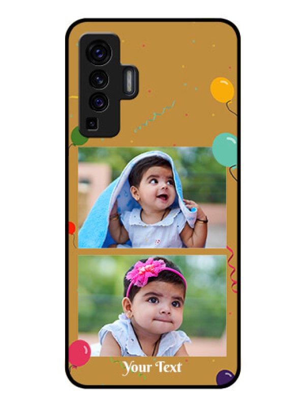 Custom Vivo X50 Personalized Glass Phone Case - Image Holder with Birthday Celebrations Design