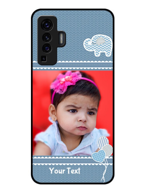 Custom Vivo X50 Photo Printing on Glass Case - with Kids Pattern Design
