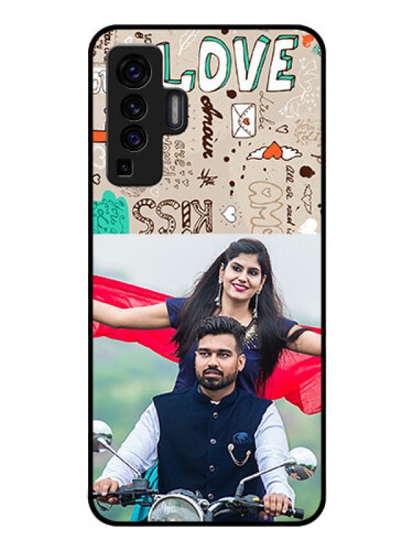 Custom Vivo X50 Custom Glass Phone Case - Love Doodle Pattern 