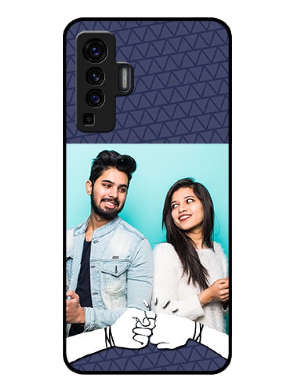 Custom Vivo X50 Photo Printing on Glass Case - with Best Friends Design 