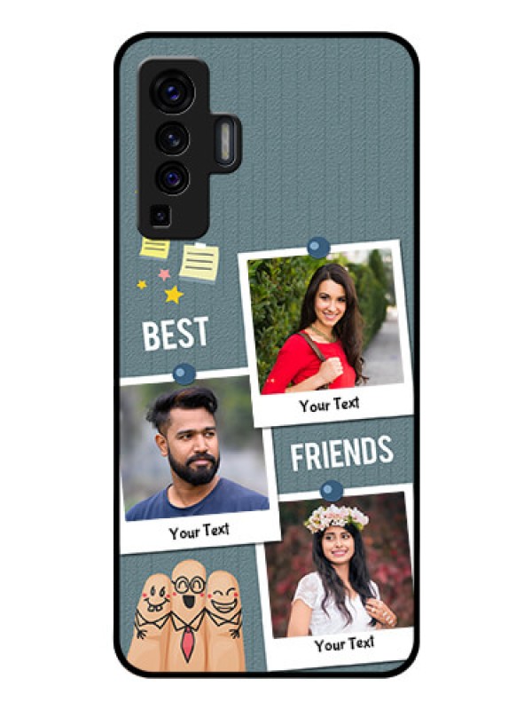 Custom Vivo X50 Personalized Glass Phone Case - Sticky Frames and Friendship Design