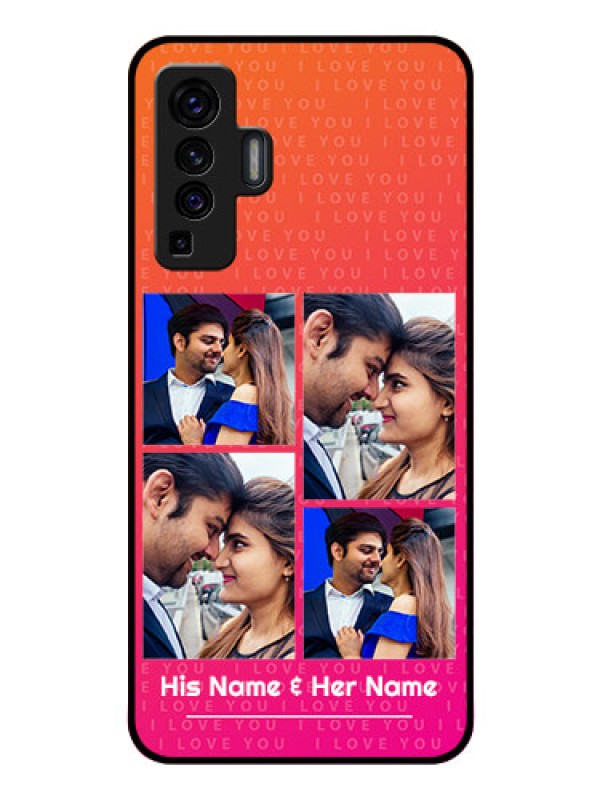 Custom Vivo X50 Custom Glass Phone Case - I Love You Pink Design