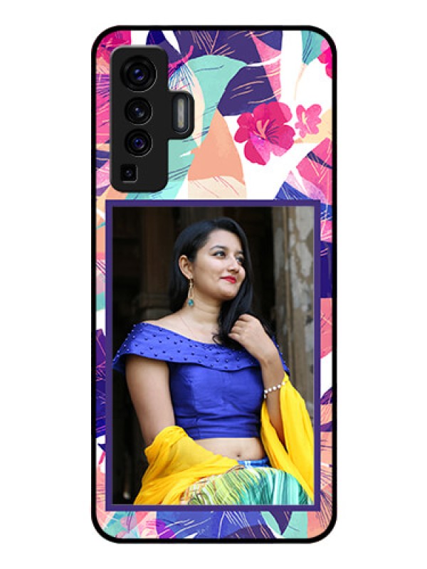 Custom Vivo X50 Custom Glass Mobile Case - Abstract Floral Design